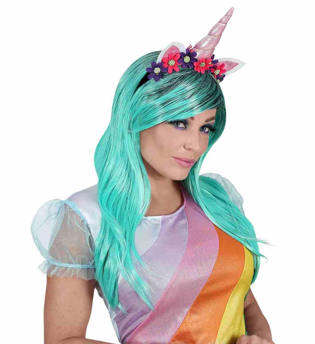 Parrucca con cerchietto unicorno 46942