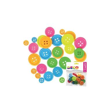Bottoni in legno colori neon 30pz
