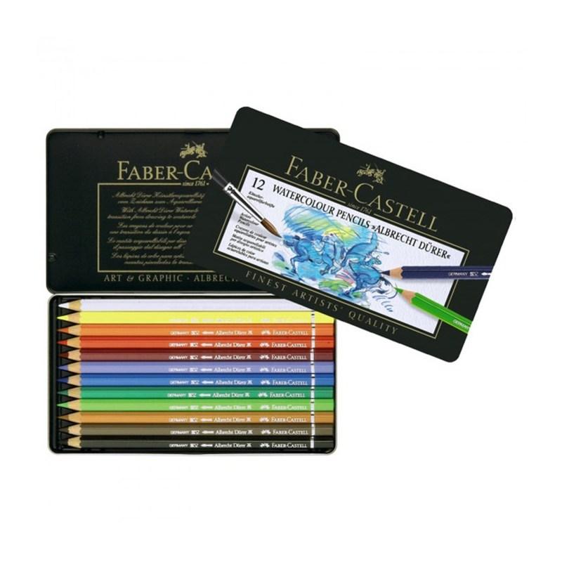 Matite acquarellabili  astuccio in metallo 12 colori faber-castell
