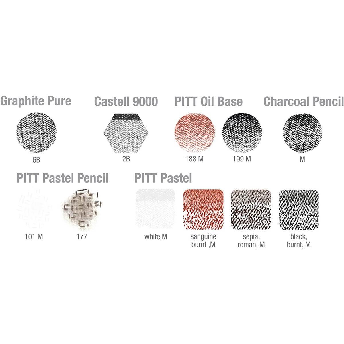 Faber-castell pitt monochrome set da 12pz