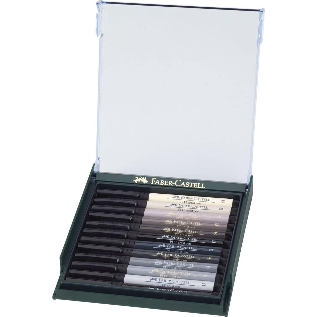 Faber castell gift box pitt artist pen brush colori grigi
