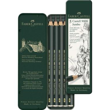 Astuccio in metallo con 5 matite di grafite castell 9000 jumbo