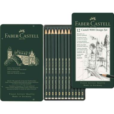 Set metallo design con 12 matite castell 9000 da 5b a 5h