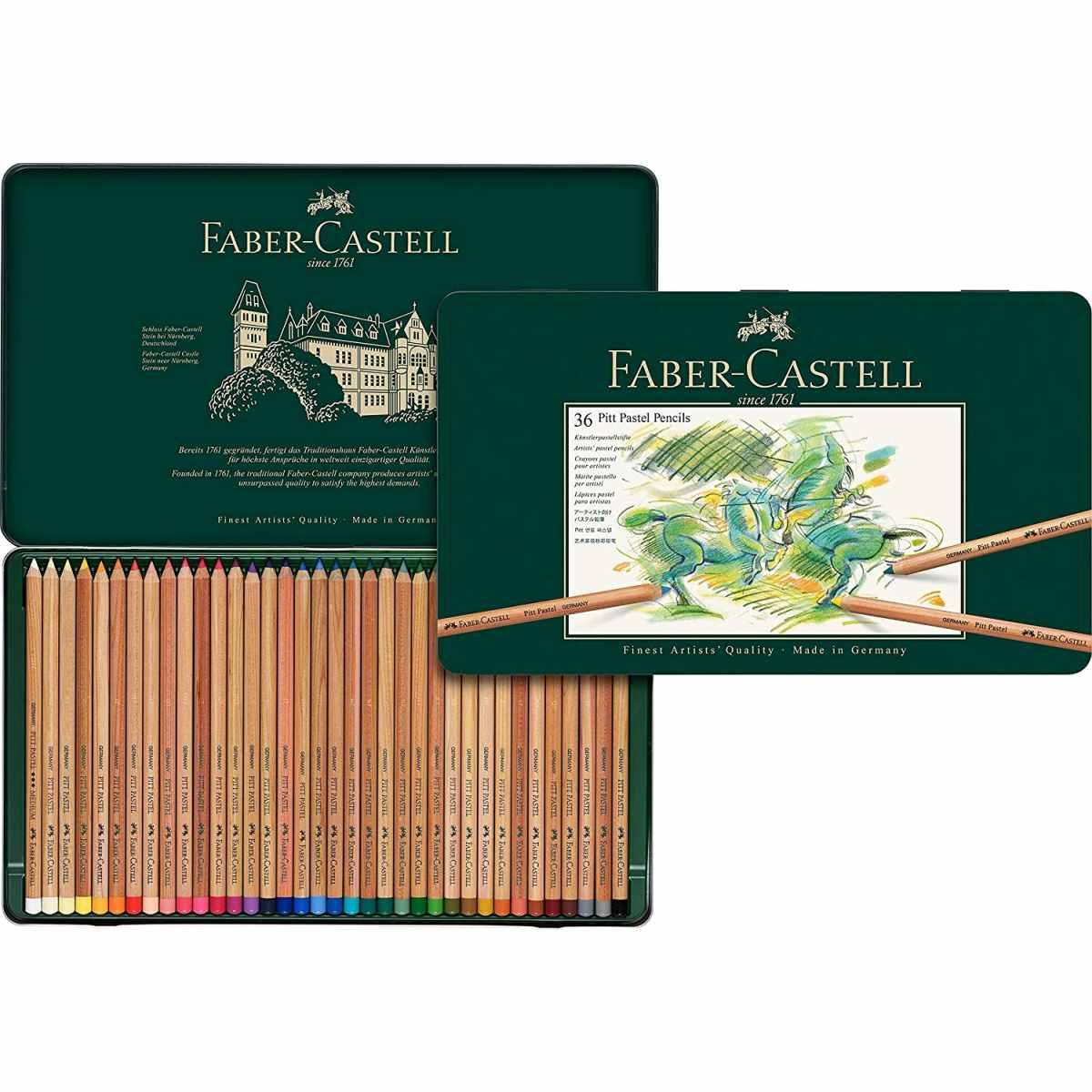 Astuccio in metallo da 36 matite pastello pitt pastels