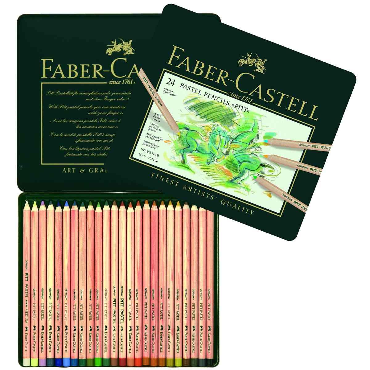 Astuccio metallo da 24 matite pastello pitt pastels