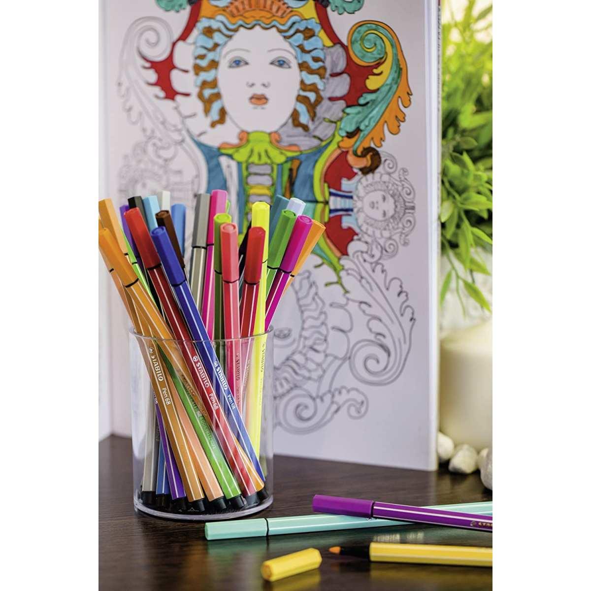 Stabilo pen 68 confezione da 6 colori neon  assortiti