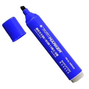 Pennarello tratto marker blu punta scalpello