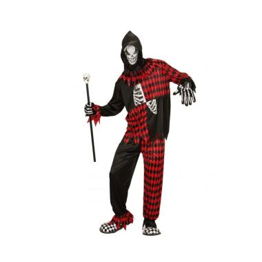 COSTUME EVIL JESTER CON CASACCA, CAPPUCCIO, MASCHERA PANTALONI WIDMANN,TAGLIA MEDIUM