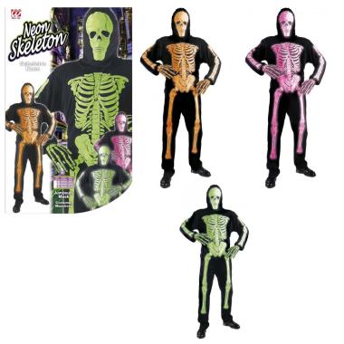 COSTUME SCHELETRO NEON 3D CON MASCHERA WIDMANN - Taglia : Medium