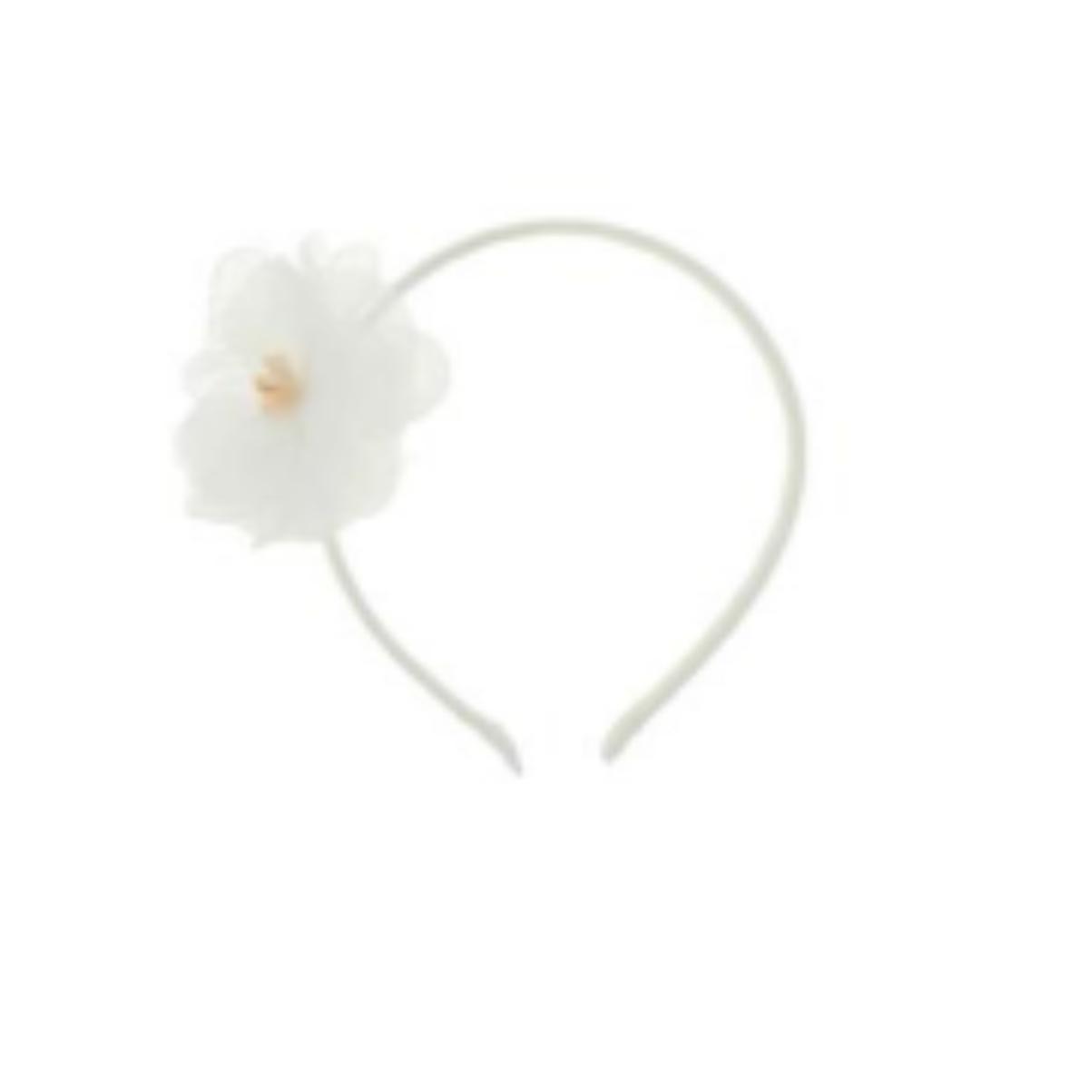 Cerchietto con fiore di organza 0-9 mesi