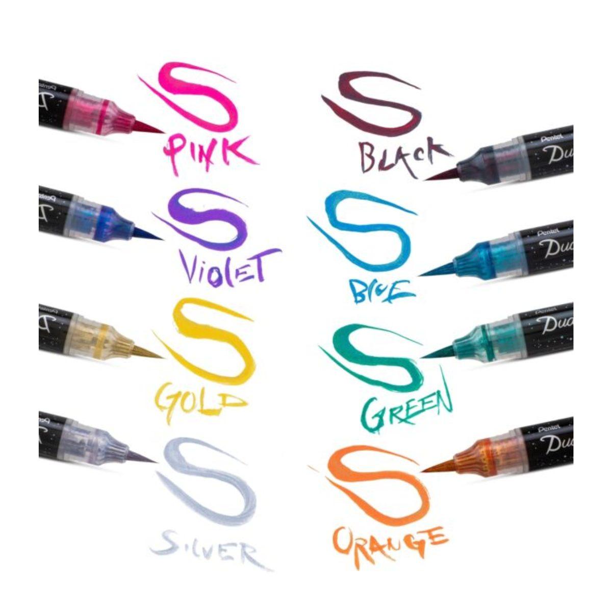 Penna pentel dual metallic brush
