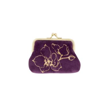 Porta monete in velluto a clip 11x8 cm orchidea  lilla