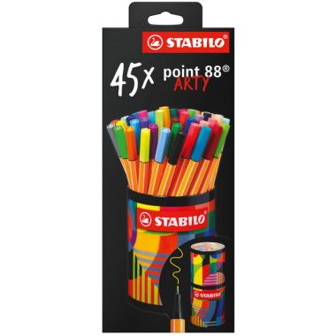 Fineliner point 88 barattolo metallo arty da scrivania 45 colori stabilo