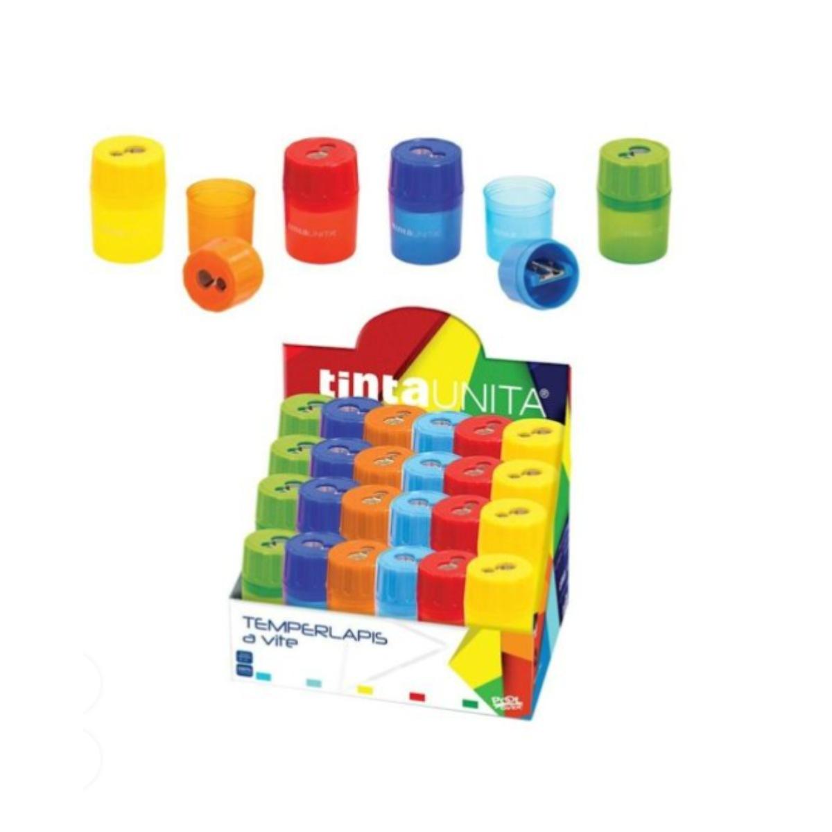 Tempereamatite a vite 2 fori  tinta unita colori assortiti