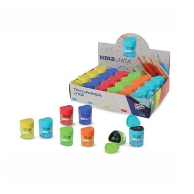Temperamatite con serbatoio 3 fori tinta unita colori assortiti