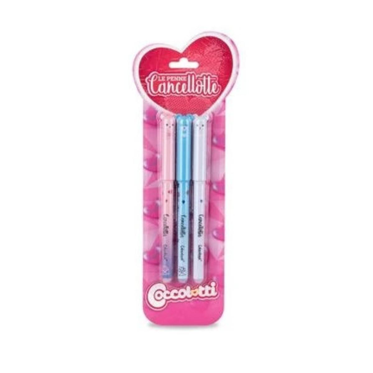 Penne gel cancellotte set 3 pezzi2 inchiostro blu, 1 inchiostro rosso