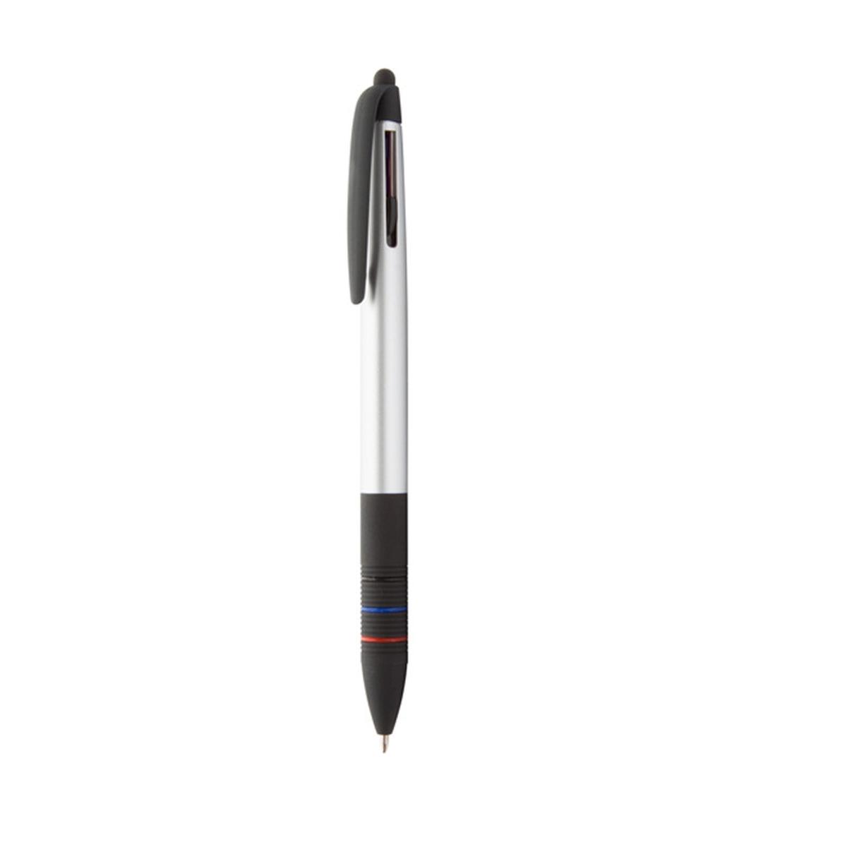 Penna a sfera tre colori con gommino touch screen