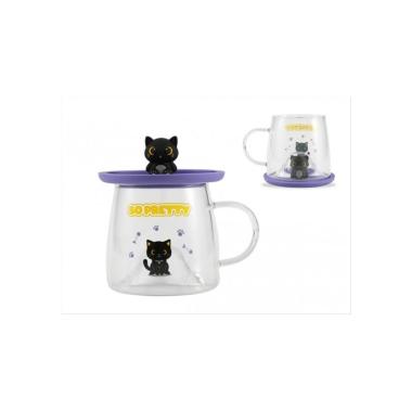 Bicchiere con charmy gatto nero