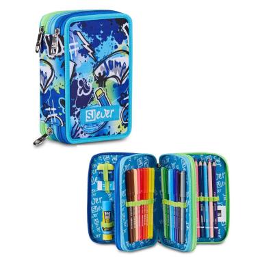 Astuccio 3 zip boy - sj ever cloudy blue