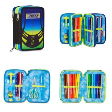 Astuccio 3 Zip Seven NUANCED Reflex Blue