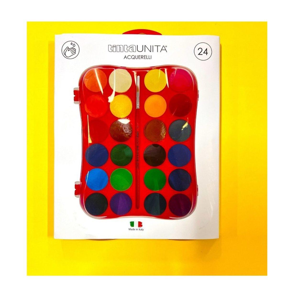 Confezione acquerelli tinta unita 24 colori