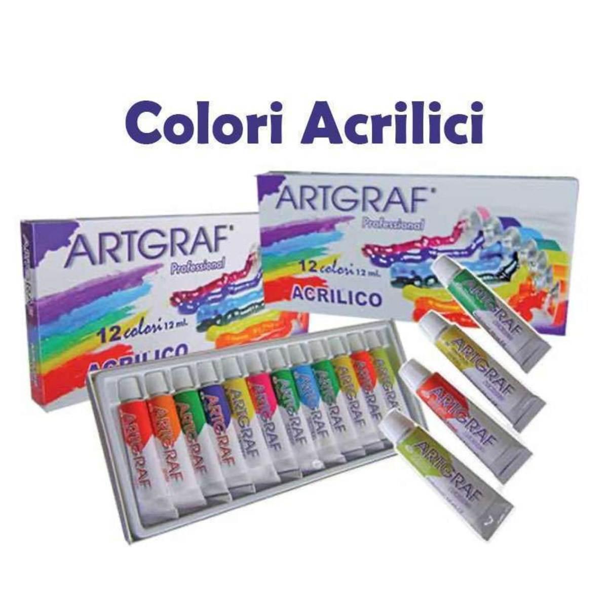 Colori Acrilici Artgraf confezione da 12 Tubetti da 12ml