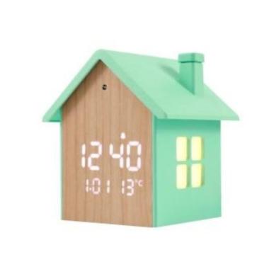 Sveglia a led casetta verde pastello 9,8x11,5x11 itotal