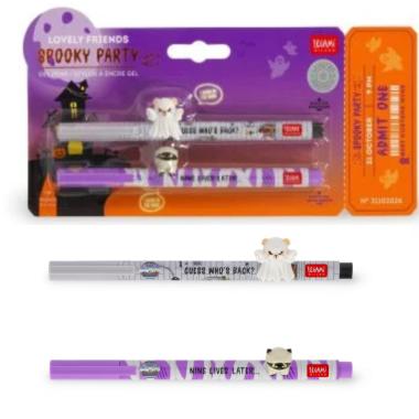Set di 2 penne gel "Spooky Party Halloween" con simpatici amici