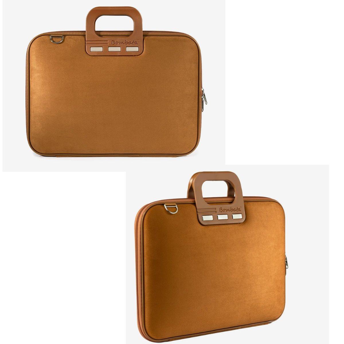 Borsa Bombata Camoscio per Laptop 15-16 cammello