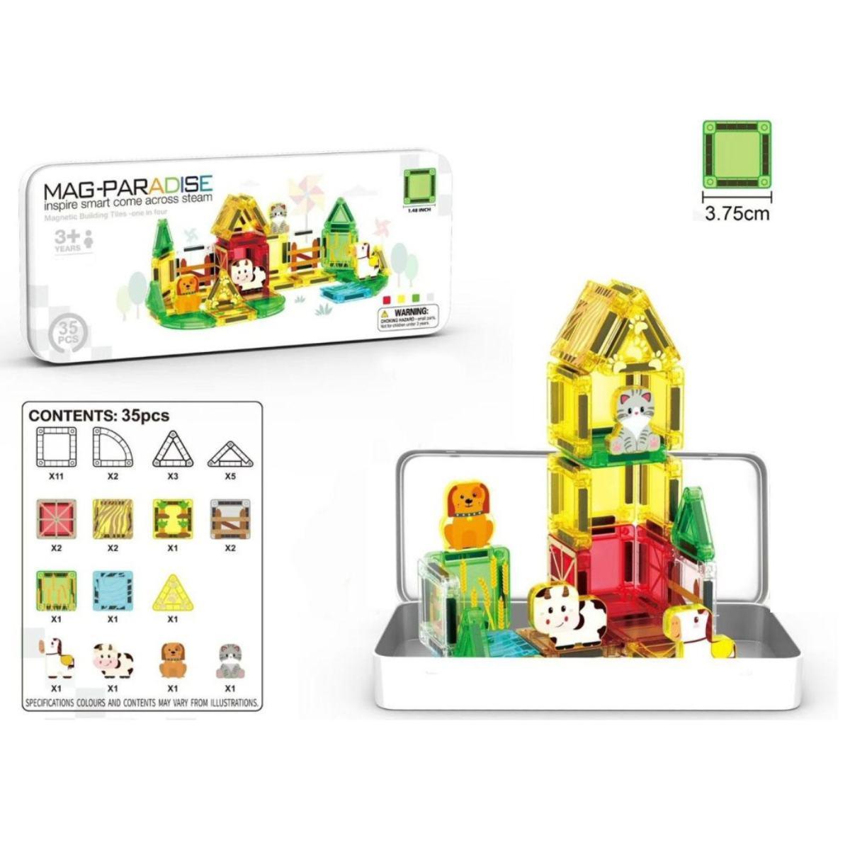 Costruzioni Magnetiche Nano Fattoria - Set 35 Pezzi con Animali