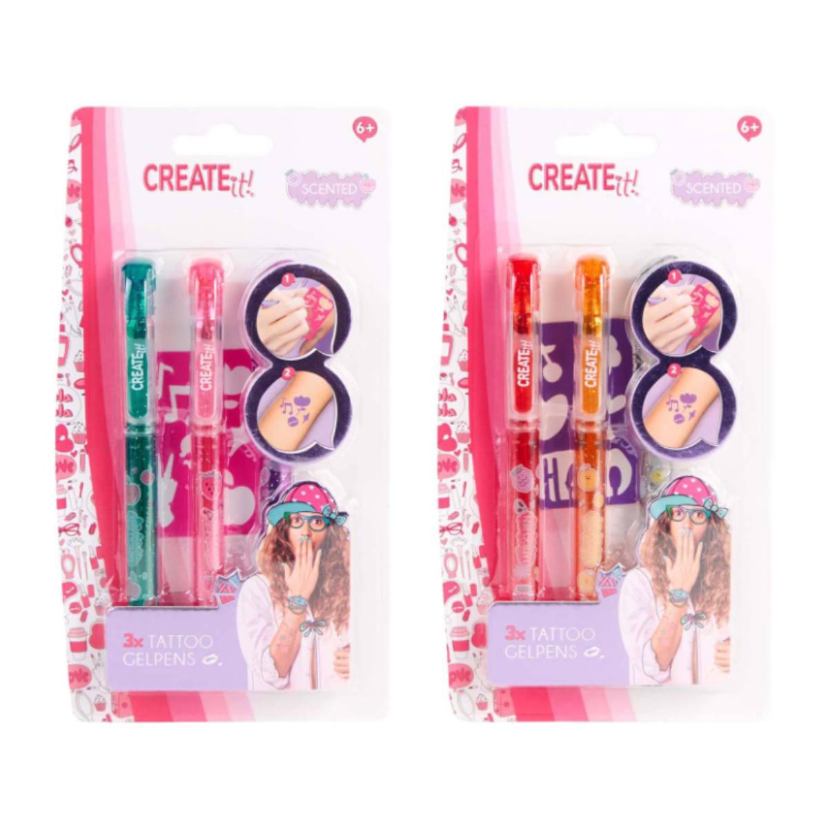 Create It! Tattoo Fragrance Pens, 3 pcs + stencil
